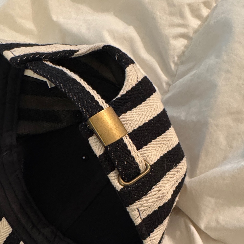 Striped Black and Cream Baseball Cap - Picture 4 of 7